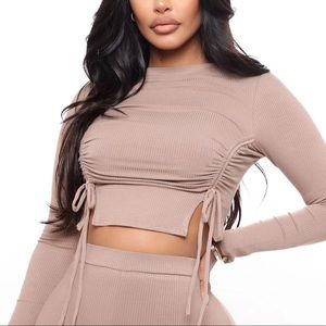 Fashion Nova Long sleeve ruched crop top